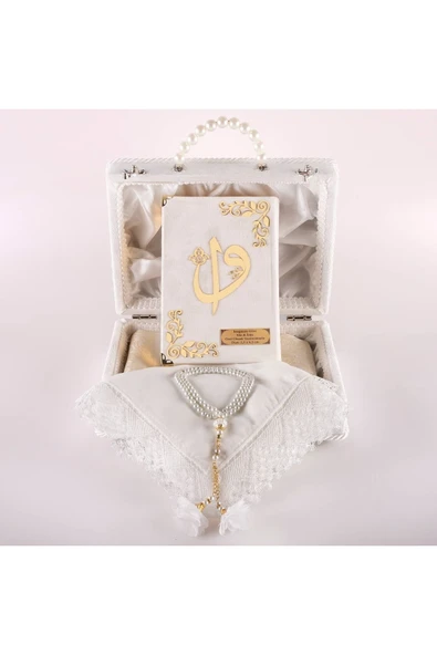 Dini Hediye KADİFE ÇANTALI ÇANTA BOY KURANI KERİM (BEYAZ) ürün görseli