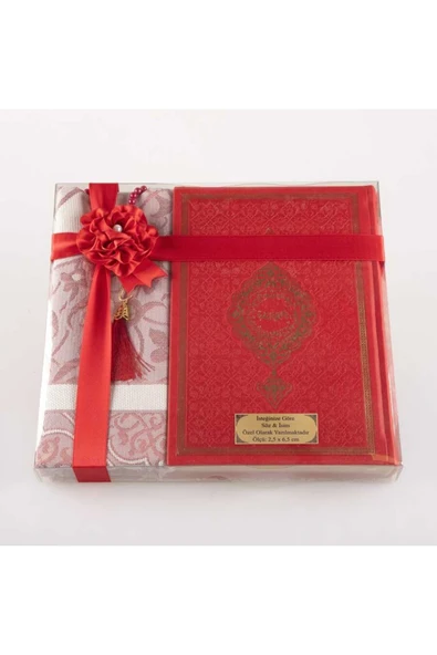 Seccade + Tesbih + Kuran Hediye Seti (orta Boy, Kırmızı) ürün görseli