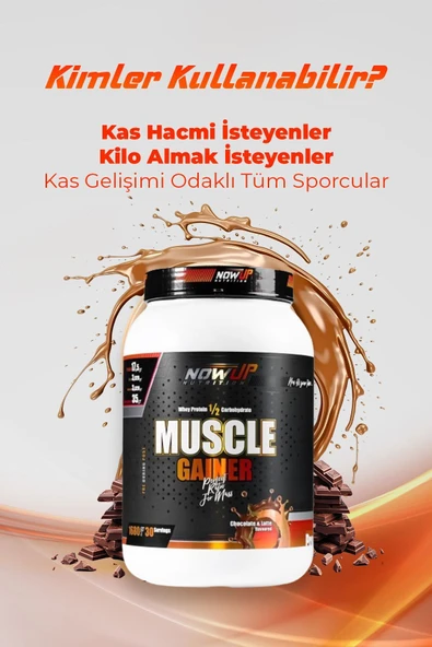 NOWUP NUTRITION Muscle Gainer 1680 gr | Çikolata & Latte Aromalı | 50gr Karbonhidrat 25gr Protein - Resim 5