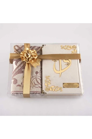 Seccade + Tesbih + Kuran Hediye Seti (hafız Boy, Kadife, Vizon) ürün görseli