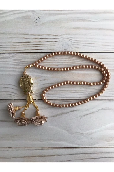 Lüks Güpürlü Şal Lüks Güllü Inci Tesbih Çeyizlik Bohça Ev Konsept - Resim 2