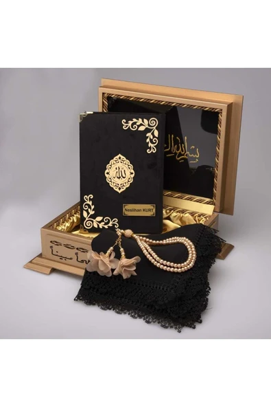 Şal Tesbih Kuran Hediye Seti (HAFIZ BOY, LAFZATULLAH, SİYAH) ürün görseli
