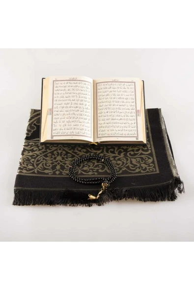 Seccade + Tesbih + Kuran Hediye Seti (hafız Boy, Siyah) - Resim 3