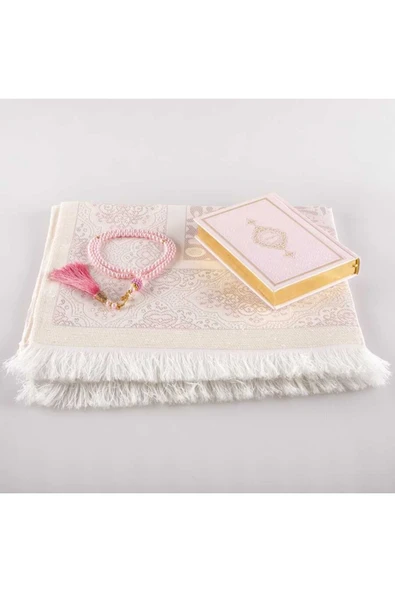 Seccade + Tesbih + Kuran Hediye Seti (çanta Boy, Toz Pembe) - Resim 2