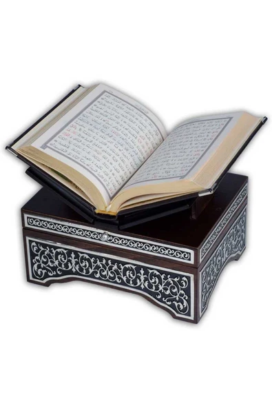 Kanat Sandıklı Siyah Kaplama Gümüş Kur'an-ı Kerim (çanta Boy) - Resim 3