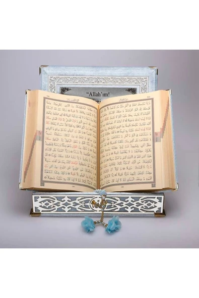 Tesbih Kuran Hediye Seti (ORTA BOY, ELİFVAV, GÜMÜŞ PLEKSİ, RAŞEL KUTU, BEBE MAVİ) - Resim 4