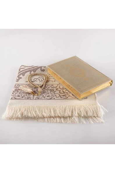 Seccade + Tesbih + Kuran Hediye Seti (orta Boy, Vizon) - Resim 2