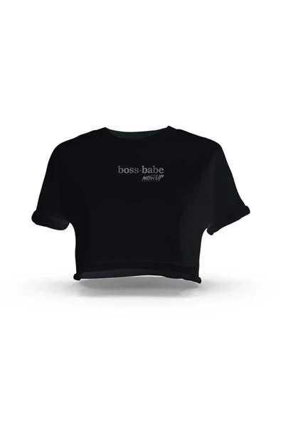 NOWUP NUTRITION Boss Babe- Siyah Kadın Sporcu Crop ürün görseli 1