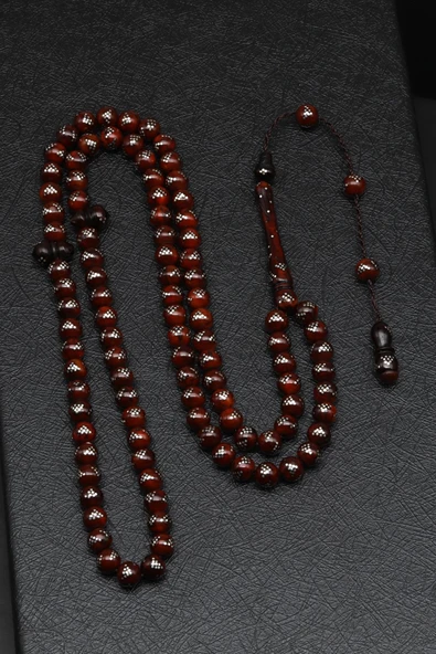 Gümüş İşlemeli Kuka Tesbih 6 mm Küre Kesim ürün görseli 1