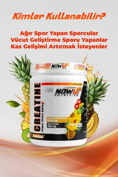 NOWUP NUTRITION Creatine Power Effect | Kas Büyümesi Ve Güç Artışı | 360 gr | Tropikal Meyve Aromalı - Resim 5