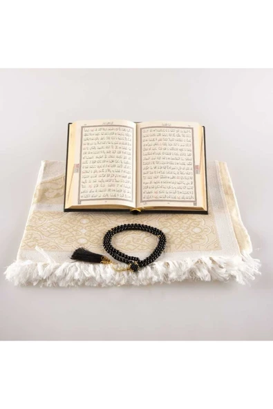 Seccade + Tesbih + Kuran Hediye Seti (hafız Boy, Siyah-1) - Resim 3
