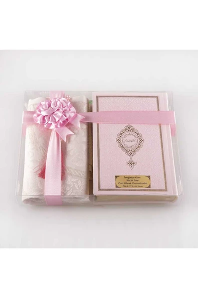 Seccade + Tesbih + Kuran Hediye Seti (çanta Boy, Toz Pembe) ürün görseli