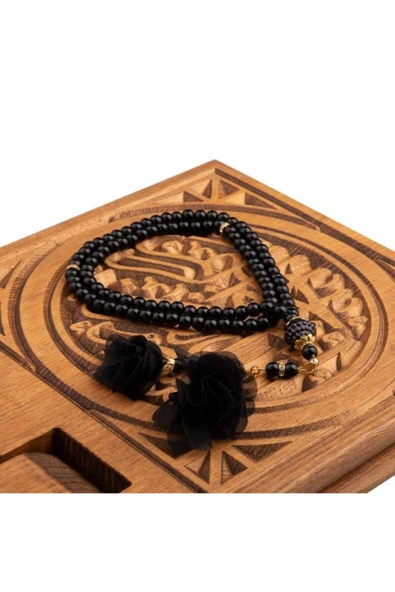 Gül Püsküllü Tesbih Siyah (99lu - 6mm) ürün görseli