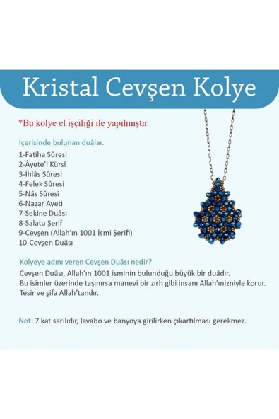 Kırmızı Cevşen Kolye (kristal, Damla) - Resim 2