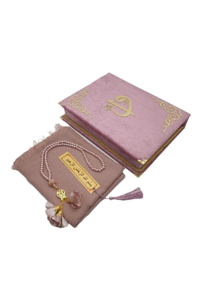 Kelime Mealli Kuranı Kerim Özel Kadife Kutulu Gülkurusu - Resim 3