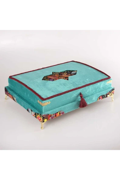 Şal Tesbih Kuran Hediye Set (ORTA BOY, KDF SANDIKLI, TURKUAZ) ürün görseli