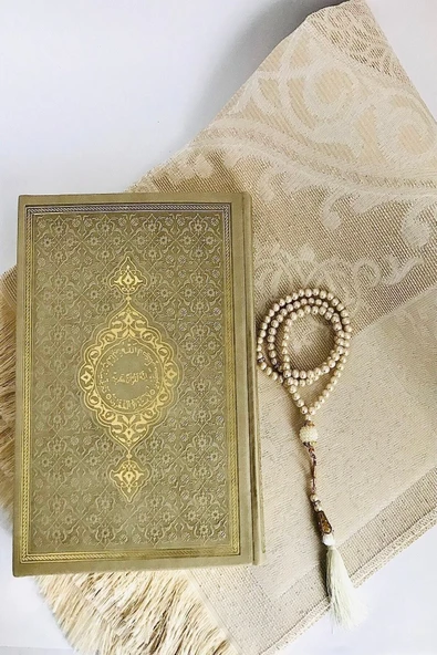 Orta Boy( 16x24 Cm)termo Deri Kuran-ı Kerim Vizon,seccade,inci Tesbih Set ürün görseli