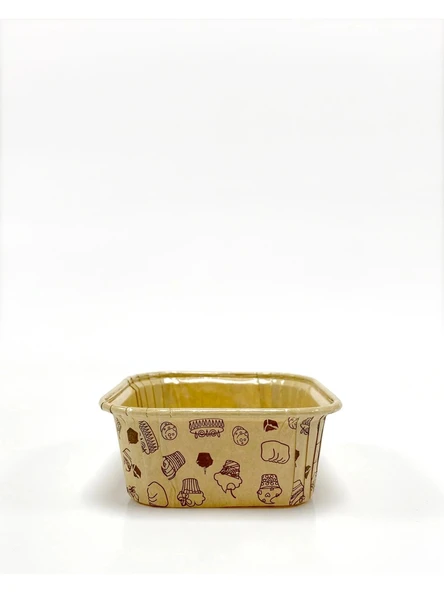 Kafem Muffin Kek Kapsülü Kare Kraft Desenli 50li - K33 - Resim 2