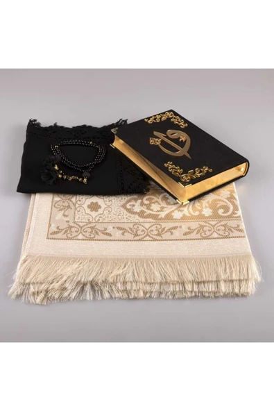 Şal Seccade Tesbih Kuran Hediye Set (HAFIZ B, KDF, SİYAH-1) - Resim 2
