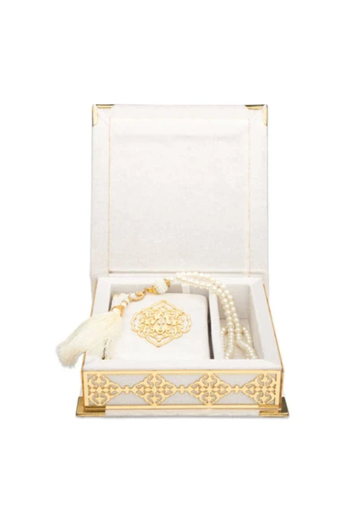 Beyaz Osmanlı Set (Cep Boy Kuran, Inci Tesbih) - Resim 3