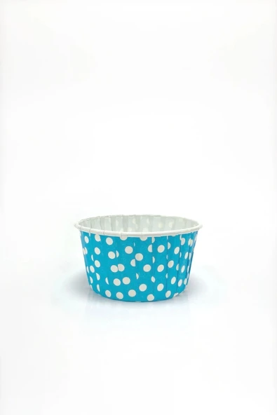 Kafem Muffin Kek Kapsülü Açık Mavi Puantiye Büyük Boy 50li - K30 - Resim 2