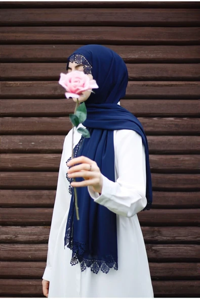 Baş Örtüsü Iğne Oyası Namaz Örtüsü, Mevlüt Örtüsü Lacivert ürün görseli