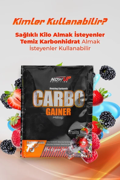 NOWUP NUTRITION Nowup Carbo Gainer 30x82 gr Saşe – Karışık Meyve Aromalı – Yüksek Karbonhidrat - Resim 4