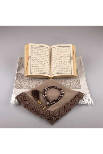 Şal + Seccade + Tesbih + Kuran Hediye Seti (çanta Boy, Vizon) - Resim 3