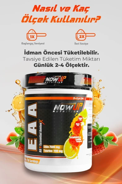 NOWUP NUTRITION Performansını Artır Kombinasyon Paketi | Eaa 360g Pre-workout 360g | Kas Gelişimi - Resim 3