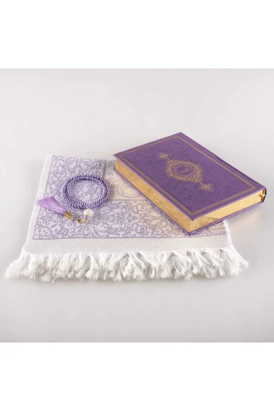 Seccade + Tesbih + Kuran Hediye Seti (orta Boy, Lila) - Resim 2
