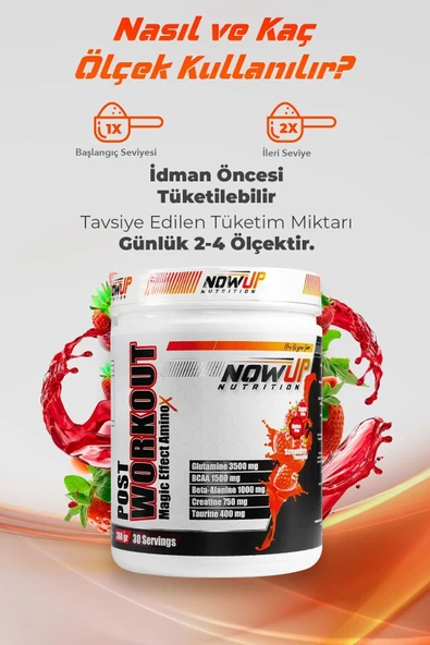 NOWUP NUTRITION Post-workout Magic Effect Amino Asit | 360 gr | Çilek Aromalı | Kas Iyileşmesi - Resim 6