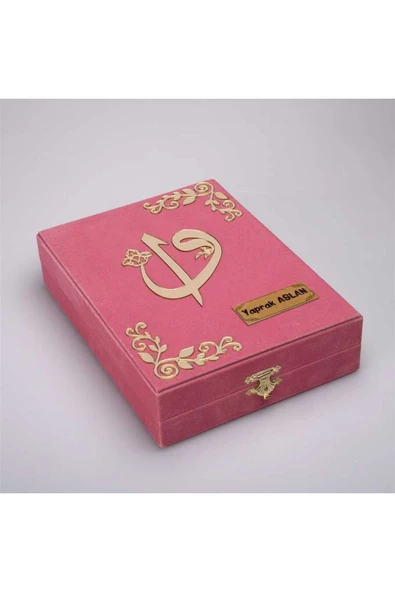 Tesbih + Kuran Hediye Seti (çanta Boy, Plaket Kutulu, Pudra Pembe) - Resim 3