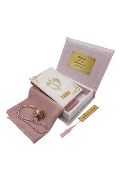 Dini Hediye Özel Kadife Kutulu Pudra Kelime Mealli Kuranı Kerim ürün görseli