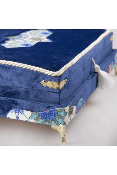 Şal Tesbih Kuran Hediye Set (ORTA B, KDF OVAL SNDK, LACİVERT) - Resim 6