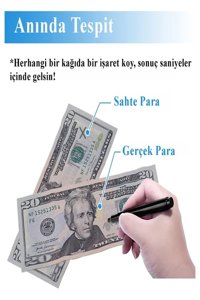 Sahte Para Kalemi 1 Adet Para Kontrol Kalemi Sahte Gerçek Para Tespit Ayırt Etme Lira Dolar Euro - 2