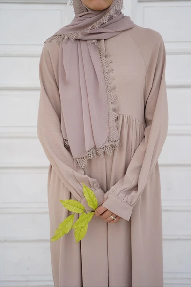 Başörtüsü Şal Iğne Oyası Namaz Örtüsü, Mevlüt Örtüsü Vizon , Başörtüsü Tesettür Giyim - Resim 4