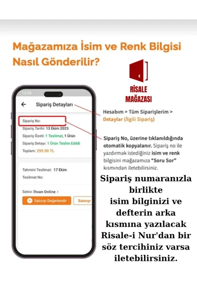 Hanımlar İçin Risale-i Nur Not Defteri İsme Özel - Risalei Nur Ajandası Bediüzzaman Said Nursi - Resim 4
