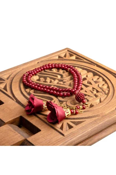 Gül Püsküllü Tesbih Bebe Bordo (99lu - 6mm) ürün görseli