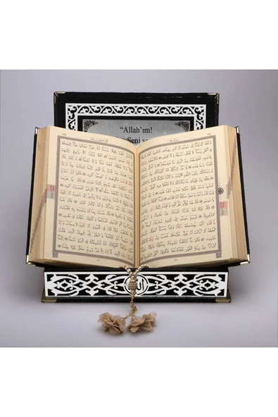 Tesbih + Kuran Hediye Seti (orta Boy, Siyah, Gümüş Pleksi) - Resim 4