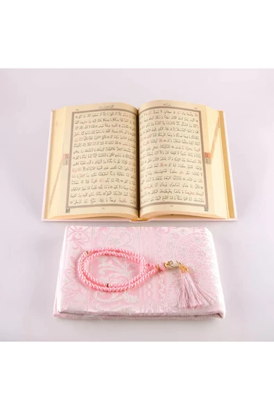 Seccade + Tesbih + Kuran Hediye Seti (Çanta Boy, Yeni Cilt, Pembe) - Resim 3