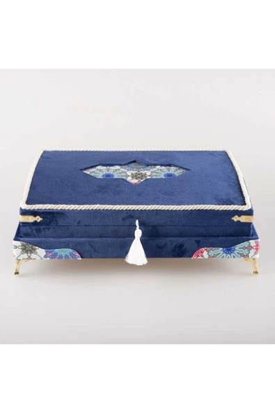 Şal Tesbih Kuran Hediye Set (ORTA B, KDF OVAL SNDK, LACİVERT) - Resim 2