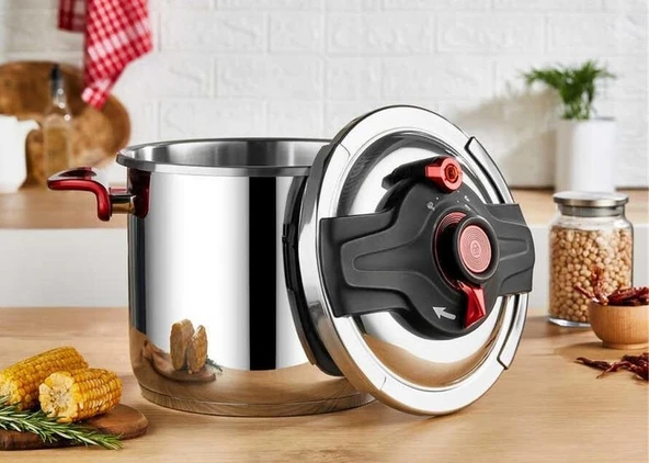 Oms 5106 Matik 12 Litre Kırmızı Düdüklü Tencere