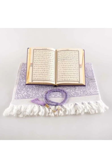 Seccade + Tesbih + Kuran Hediye Seti (çanta Boy, Lila) - Resim 3