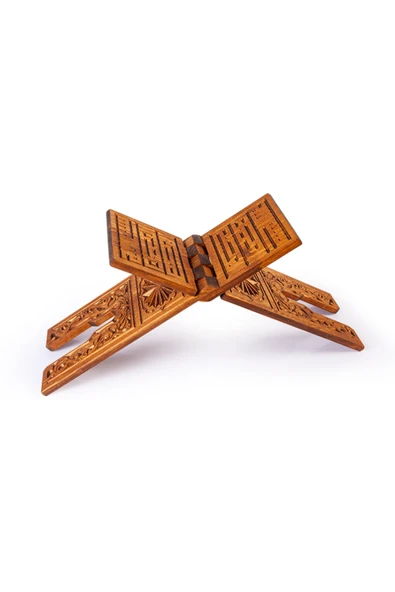 Orta Boy Ahşap Selçuklu Oyma Rahle 55 Cm - Kuran Kitap Okuma Rahlesi - Resim 3