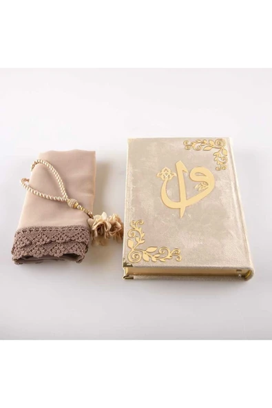 Şal + Tesbih + Kuran Hediye Seti (hafız Boy, Kadife, Vizon) - Resim 2