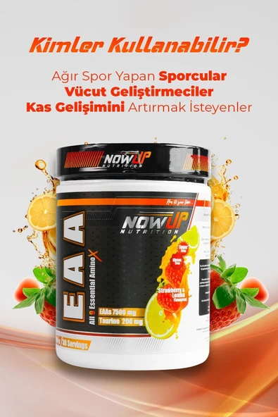 NOWUP NUTRITION Eaa All 9 Essential Amino Asit 360 gr | Çilek & Limon Aromalı | Kas Gelişimi - Resim 5