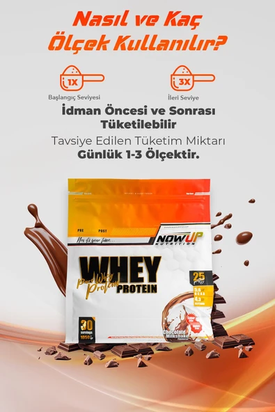 NOWUP NUTRITION %100 Whey Protein Tozu 1050 gr | Çikolata Aromalı | Kas Gelişimi Ve Onarım - Resim 3