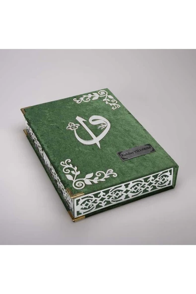 Tesbih + Kuran Hediye Seti (orta Boy, Yeşil, Gümüş Pleksi) - Resim 2