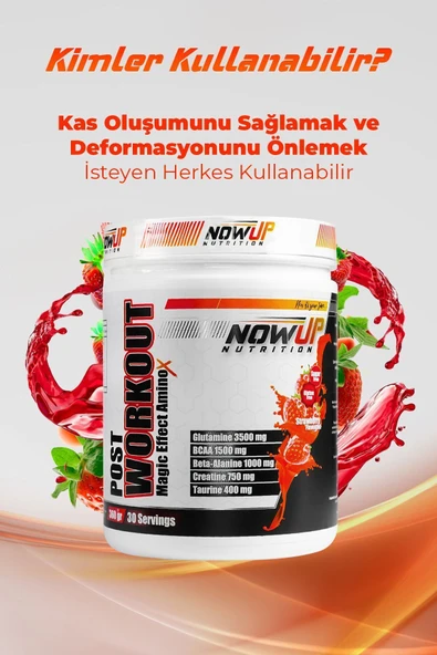 NOWUP NUTRITION Post-workout Magic Effect Amino Asit | 360 gr | Çilek Aromalı | Kas Iyileşmesi - Resim 5