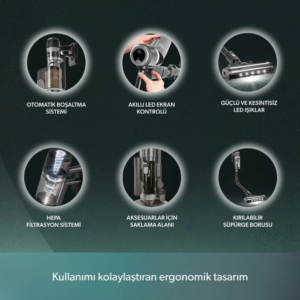 Homend Dustrider Pro 1270H Toz Istasyonlu Ergonomik Dikey Süpürge Siyah - Resim 3